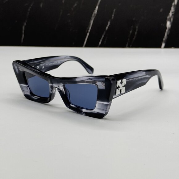 NEW OFF-WHITE SUNGLASSES, GREY BLUE WOMEN EYEWEAR OFF-WHITE ACCRA Navy Marble main image 6
